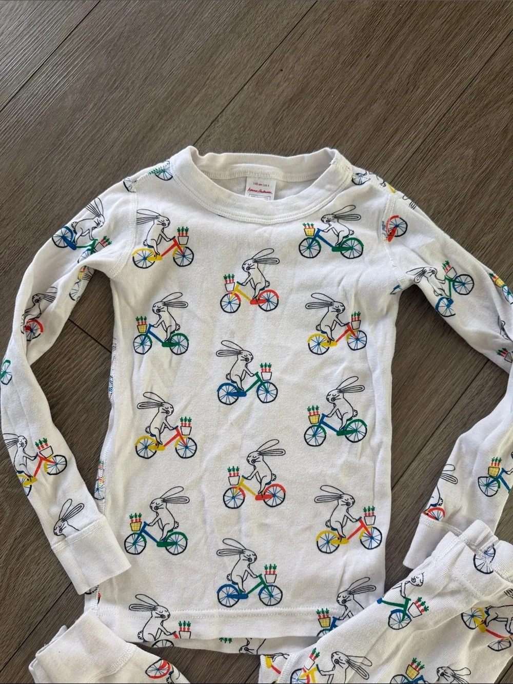 Hanna Andersson White Bunny Bicycle organic cotton Pajama Set size 5